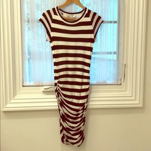 A.L.C. Navy stripe midi dress.